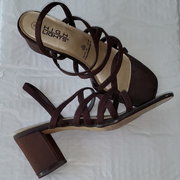 Highlights Brand Brown 3" Heel Sandals Size 9M - Picture 6 of 8